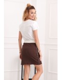 Sports mini skirt with a stripe, brown FI510 - Online store - Boutique